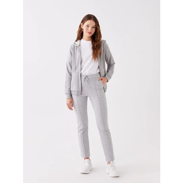 LCWAIKIKI Basic Gri Kadın Beli Lastikli Düz Eşofman Altı