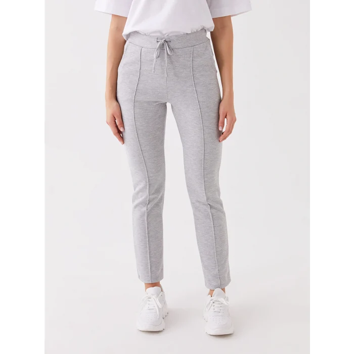 LCWAIKIKI Basic Gri Kadın Beli Lastikli Düz Eşofman Altı