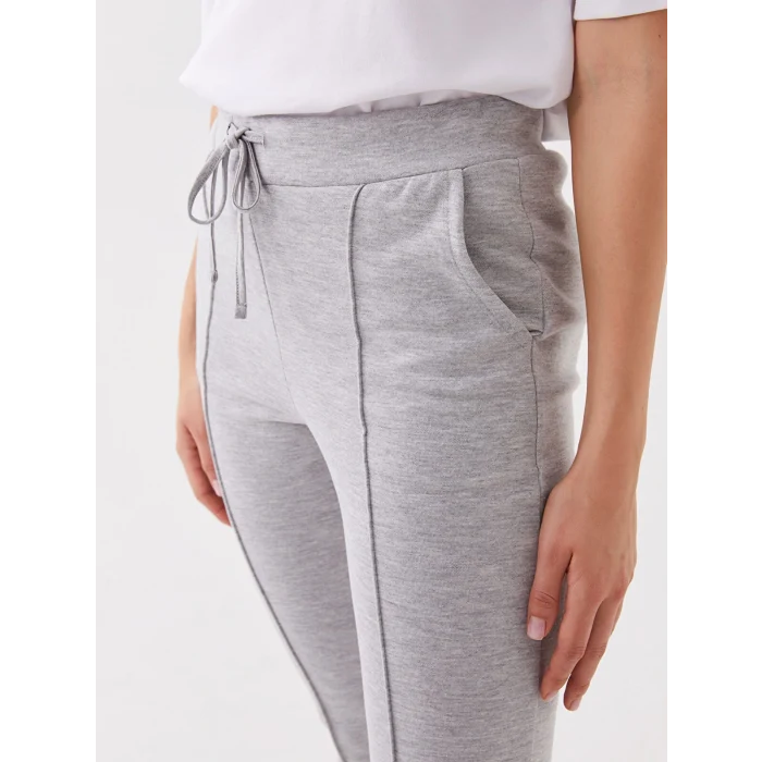 LCWAIKIKI Basic Gri Kadın Beli Lastikli Düz Eşofman Altı