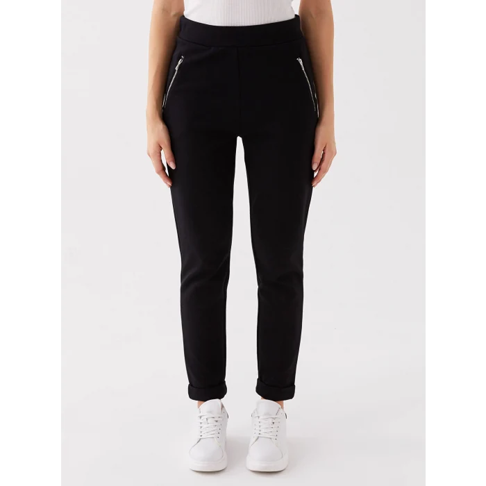 LCWAIKIKI Basic Siyah Kadın Beli Lastikli Düz Eşofman Altı