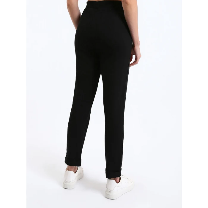 LCWAIKIKI Basic Siyah Kadın Beli Lastikli Düz Eşofman Altı