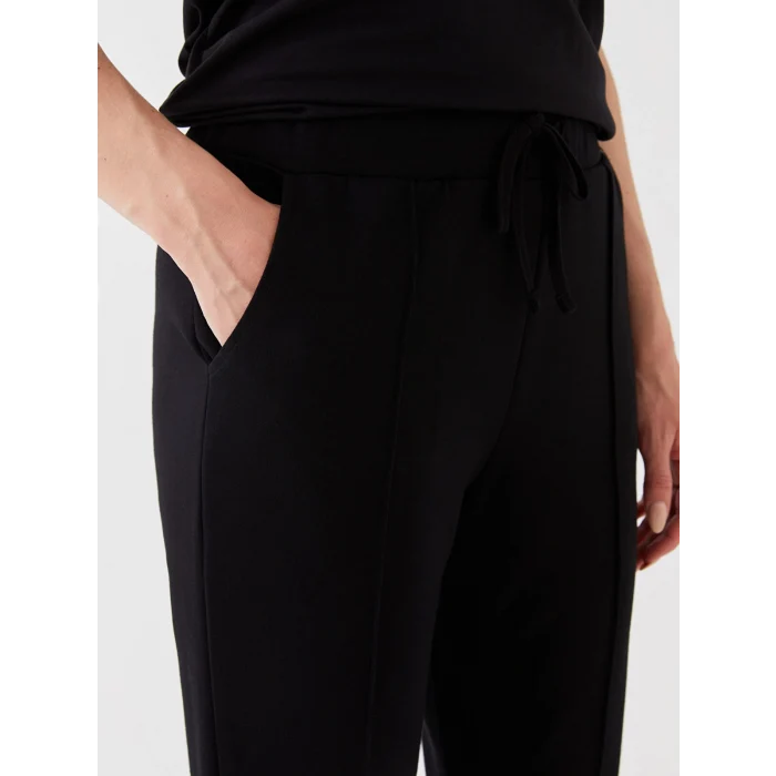 LCWAIKIKI Basic Siyah Kadın Beli Lastikli Düz Eşofman Altı