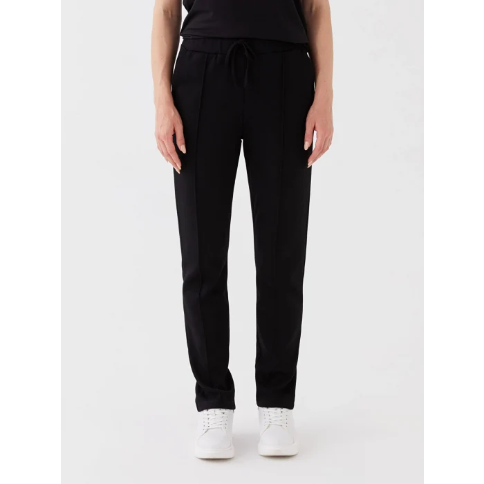 LCWAIKIKI Basic Siyah Kadın Beli Lastikli Düz Eşofman Altı