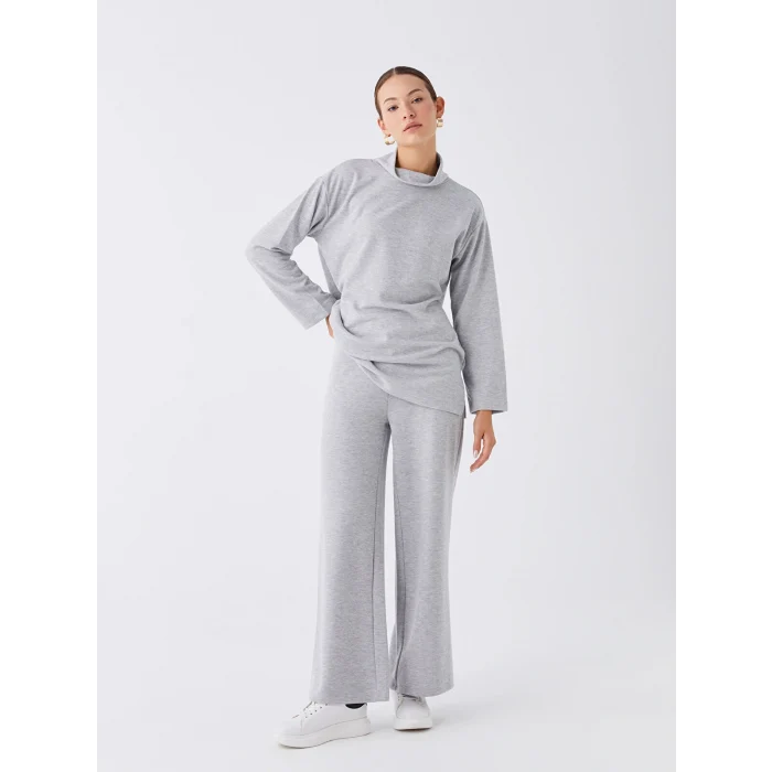 LCWAIKIKI Basic Gri Kadın Beli Lastikli Düz Eşofman Altı