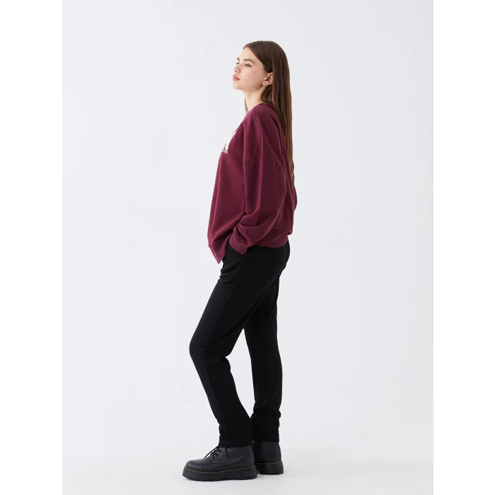 LCWAIKIKI Basic Siyah Kadın Beli Lastikli Düz Eşofman Altı