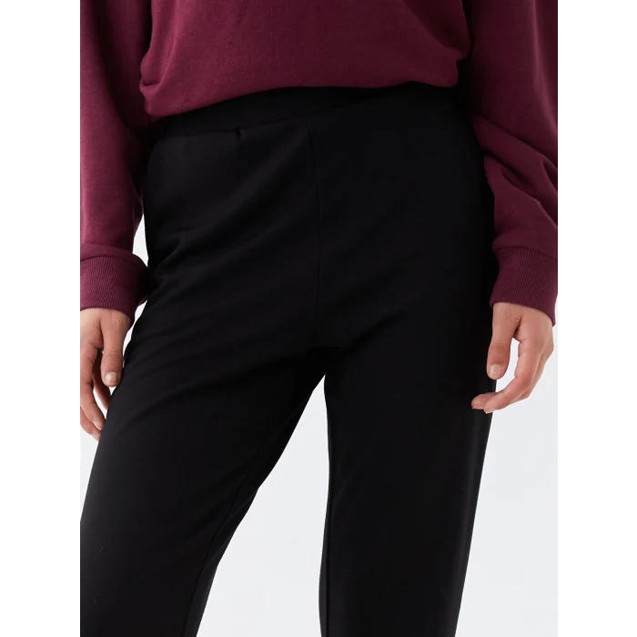 LCWAIKIKI Basic Siyah Kadın Beli Lastikli Düz Eşofman Altı