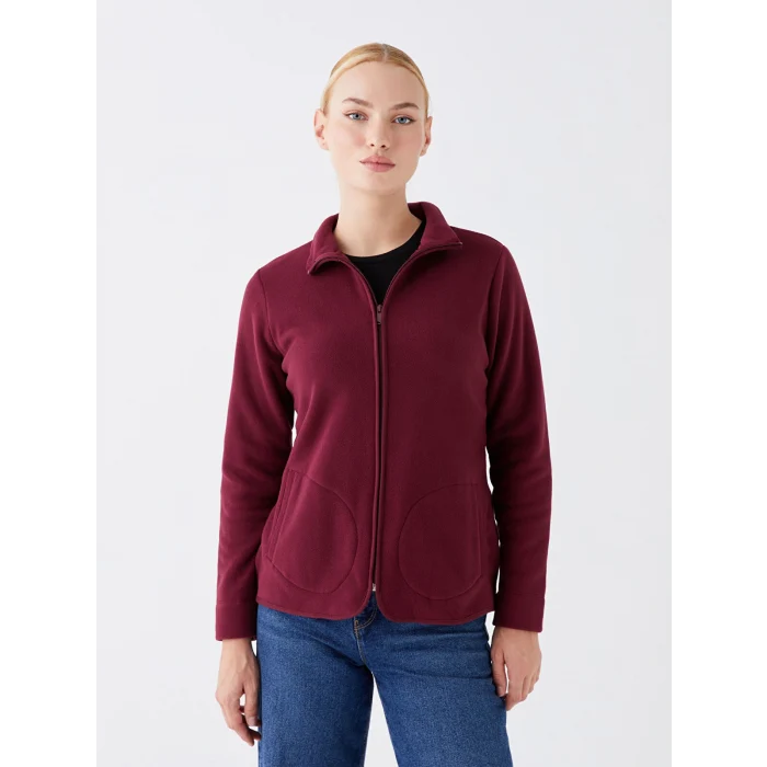 LCWAIKIKI Basic Bordo Dik Yaka Kadın Outdoor Polar