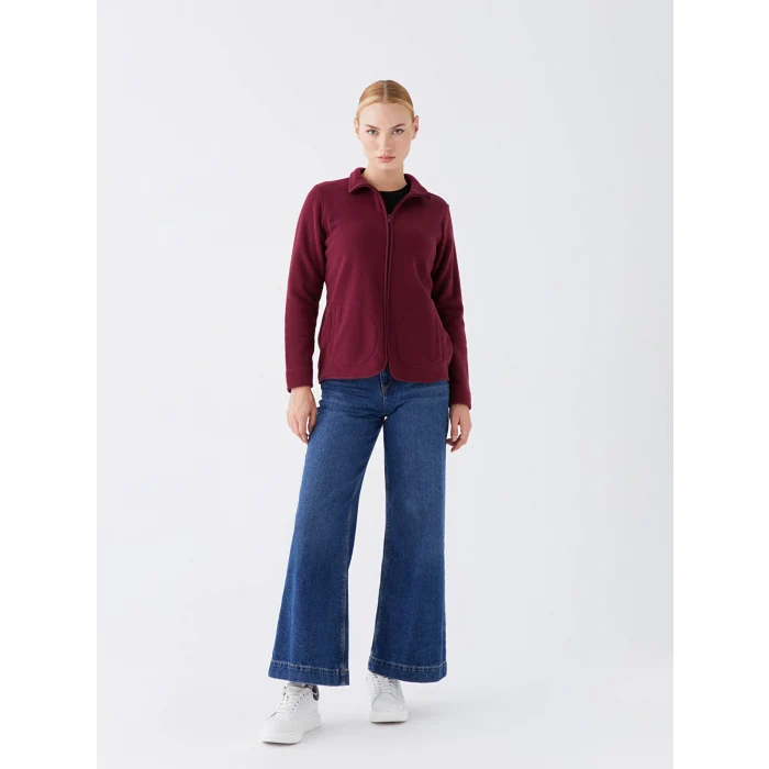 LCWAIKIKI Basic Bordo Dik Yaka Kadın Outdoor Polar