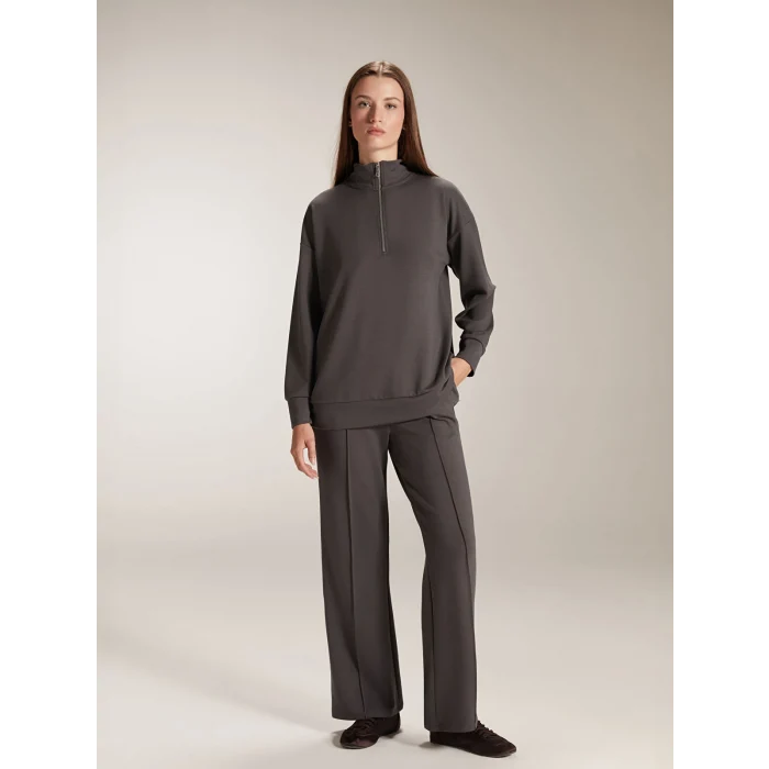 LCW Comfort Antrasit Dik Yaka Kadın Sweatshirt