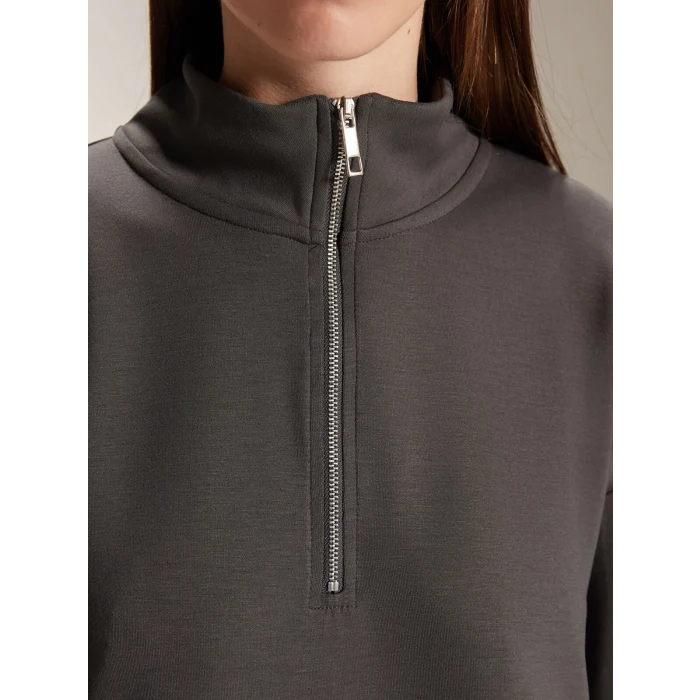 LCW Comfort Antrasit Dik Yaka Kadın Sweatshirt