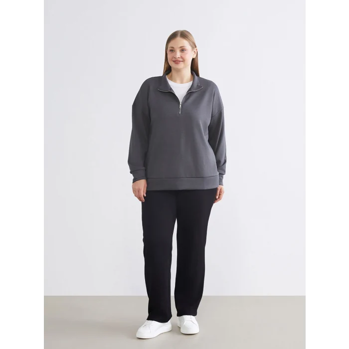 LCW Comfort Antrasit Dik Yaka Kadın Sweatshirt