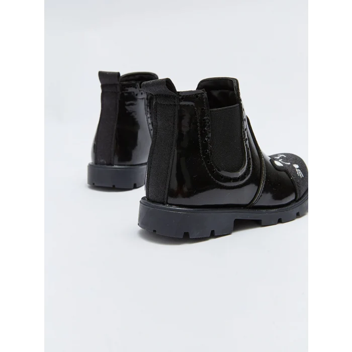 LCW STEPS Siyah Nakışlı Fermuar Kapamalı Kız Bebek Bot