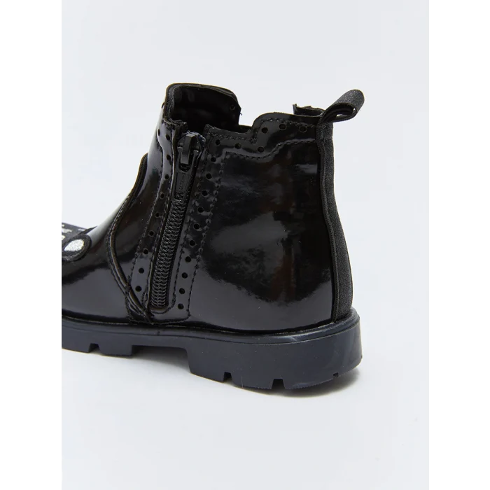 LCW STEPS Siyah Nakışlı Fermuar Kapamalı Kız Bebek Bot