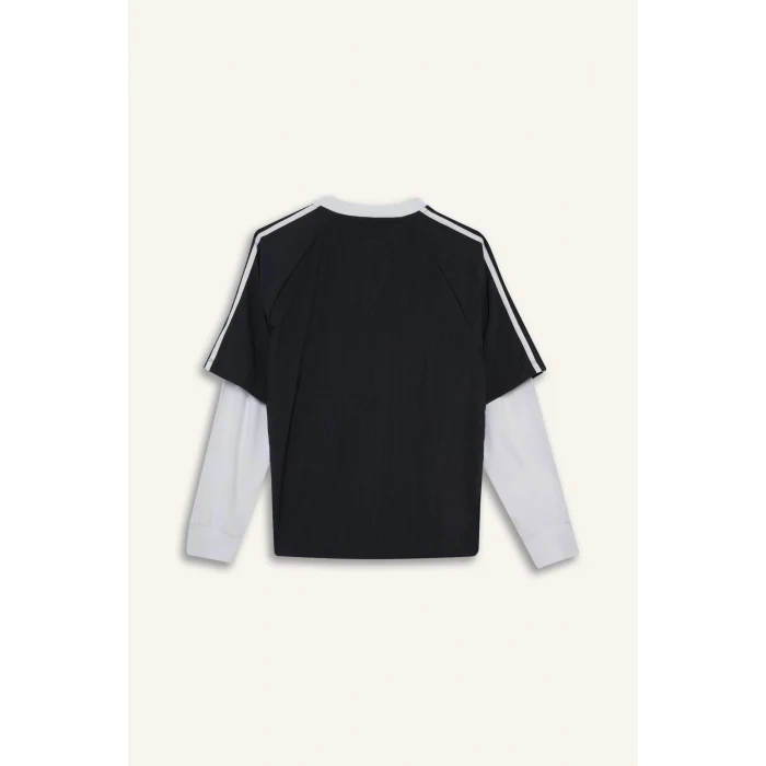 Defacto F1964A8AR222 Antrasit Erkek Çocuk Oversize Geniş Kalıp V Yaka Baskılı Paraşüt Uzun Kollu Tişört