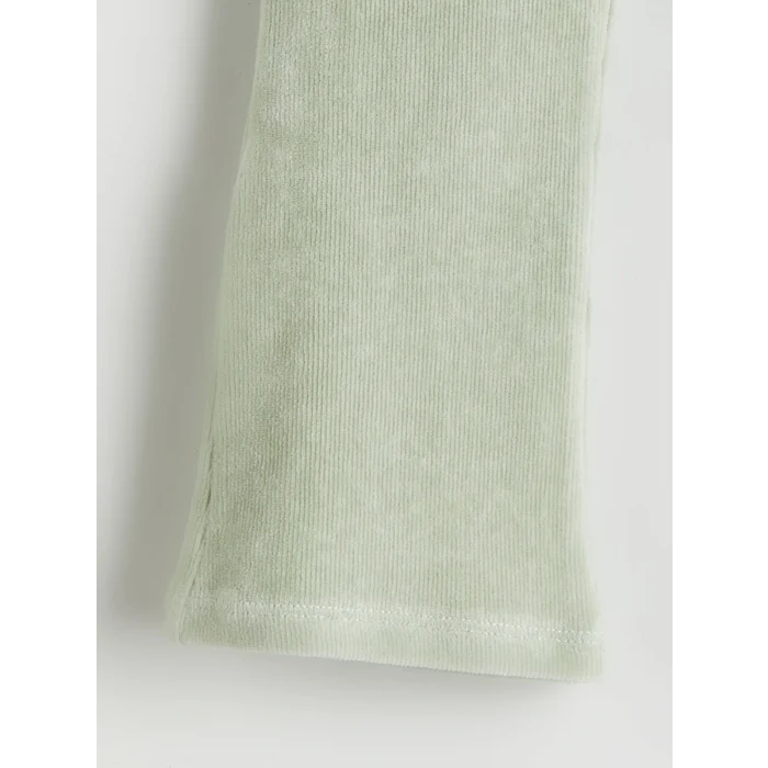 LCW Kids Yeşil Beli Lastikli İspanyol Paça Kadife Kız Çocuk Tayt