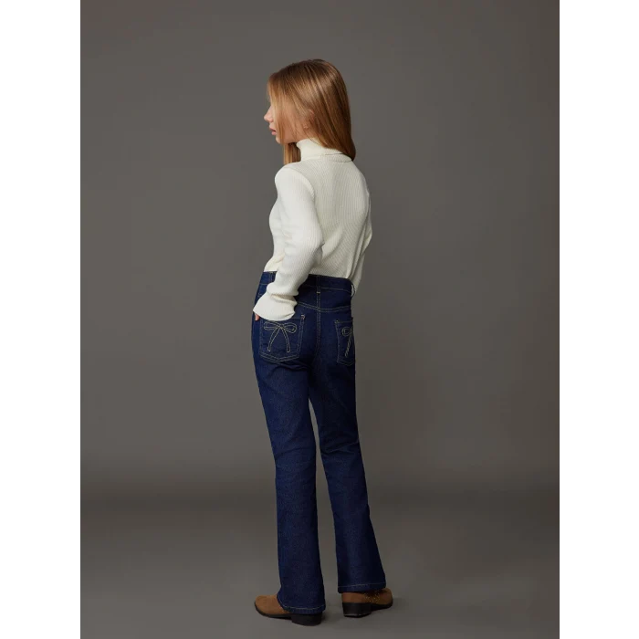LCW Kids İndigo İspanyol Paça Kız Çocuk Jean Pantolon
