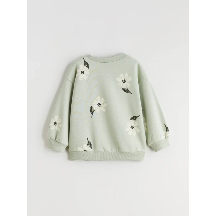 LCW Kids Yeşil Çiçekli Kız Çocuk Sweatshirt ve Tayt Pantolon 2li