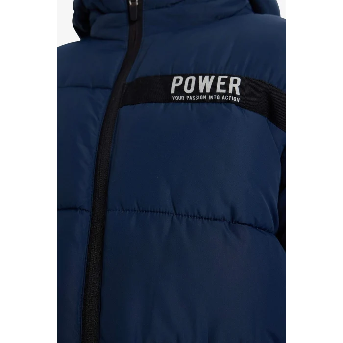 Defacto E9374A8NV146 Lacivert Erkek Çocuk Su İtici Kapüşonlu Polar Astarlı Parka