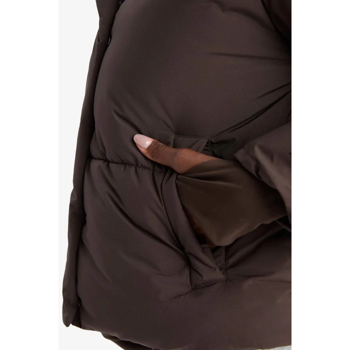 Defacto A1550AXBN192 Kahve Defactofit Su İtici Regular Fit Dik Yaka Reglan Kol Kışlık Şişme Mont