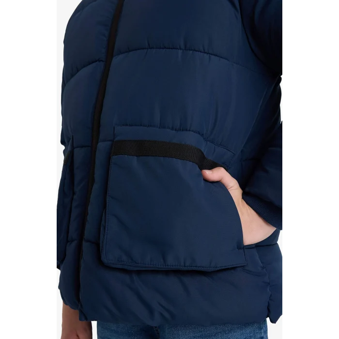 Defacto E9374A8NV146 Lacivert Erkek Çocuk Su İtici Kapüşonlu Polar Astarlı Parka