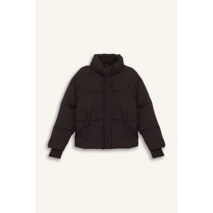 Defacto A1550AXBN192 Kahve Defactofit Su İtici Regular Fit Dik Yaka Reglan Kol Kışlık Şişme Mont