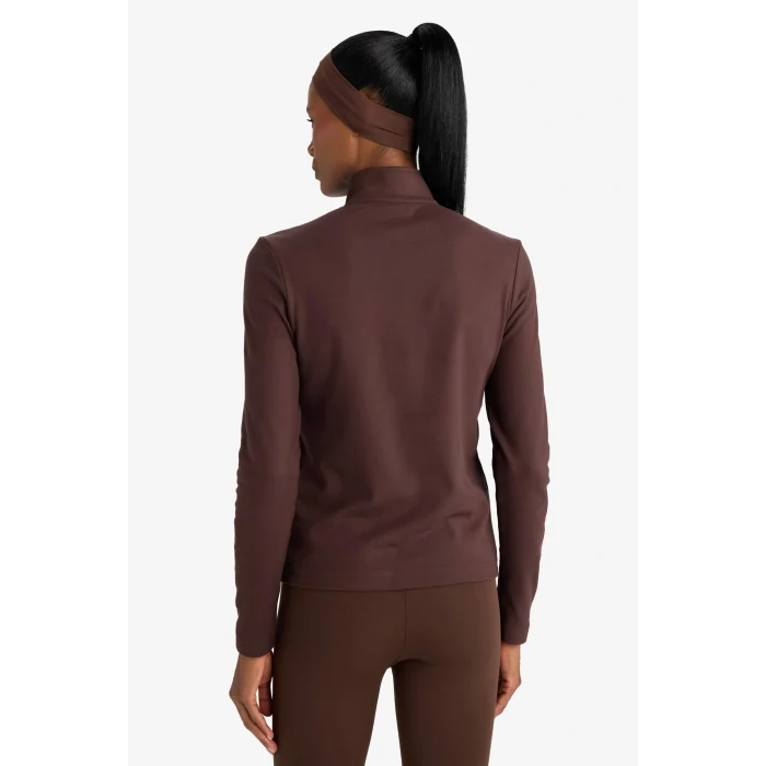 Defacto F1687AXBN192 Kahve DeFactoFit Standart Fit Dik Yaka Sporcu Sweatshirt