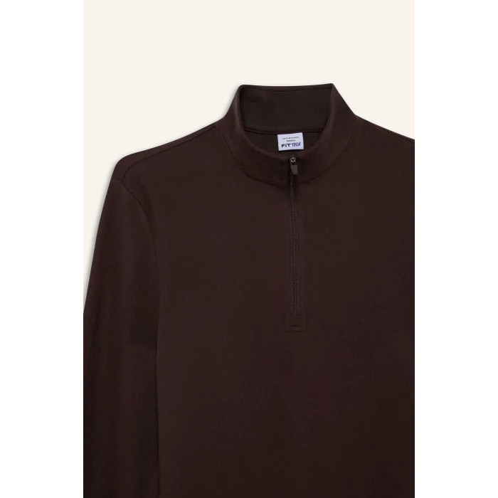 Defacto F1687AXBN192 Kahve DeFactoFit Standart Fit Dik Yaka Sporcu Sweatshirt