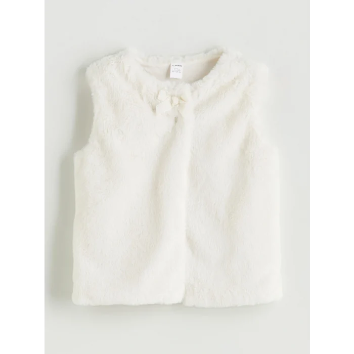 LCW Kids Ekru Bisiklet Yaka Suni Kürklü Kız Çocuk Yelek