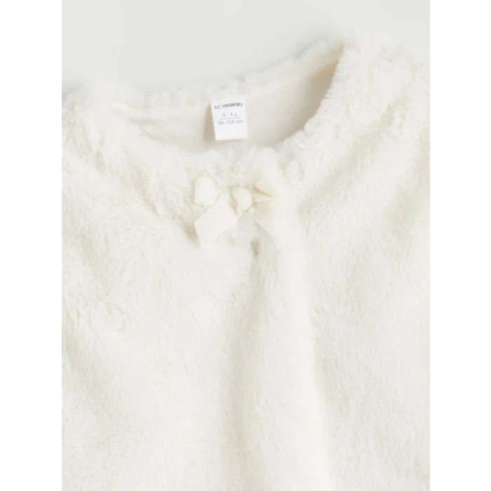 LCW Kids Ekru Bisiklet Yaka Suni Kürklü Kız Çocuk Yelek