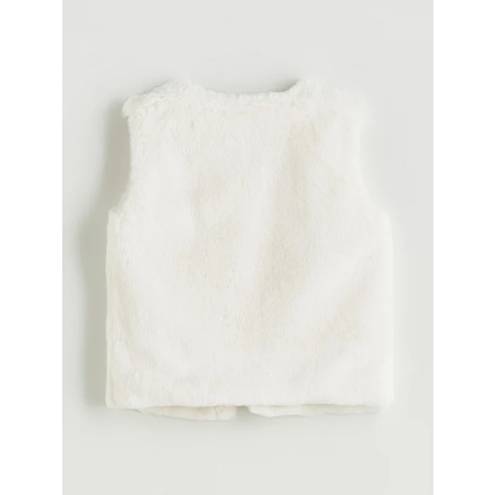 LCW Kids Ekru Bisiklet Yaka Suni Kürklü Kız Çocuk Yelek