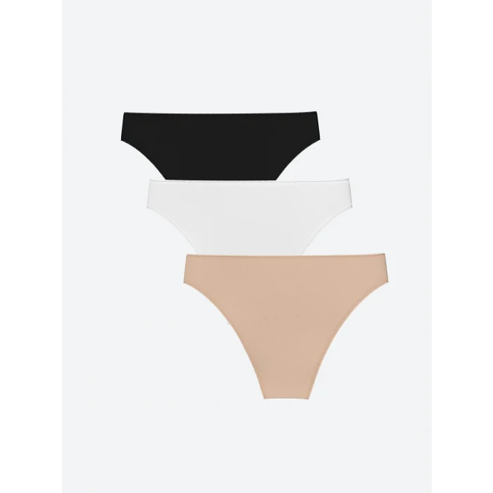 LCW DREAM Beyaz Düz Brazilian Külot 3lü