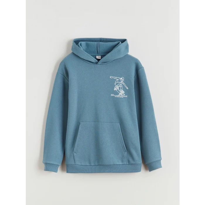 LCW Kids Mavi Kapüşonlu Erkek Çocuk Kalın Sweatshirt