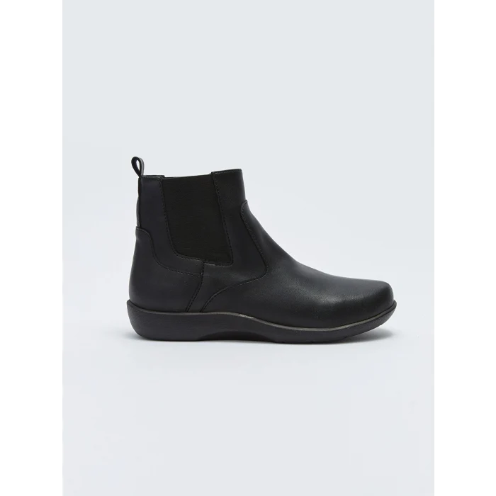 LCW STEPS Siyah Deri Görünümlü Bilek Boy Kadın Bot