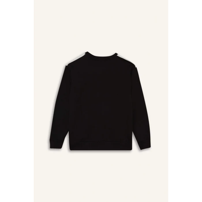 Defacto F1965A8BK81 Siyah Erkek Çocuk Bisiklet Yaka Baskılı Sweatshirt