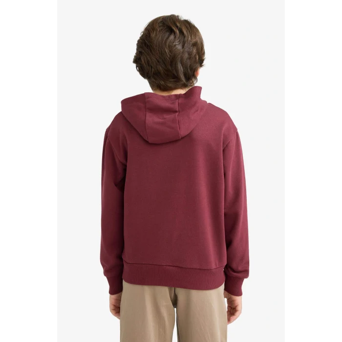 Defacto F2714A8BR194 Bordo Erkek Çocuk Oversize Geniş Kalıp Kapüşonlu Okul Sweatshirt