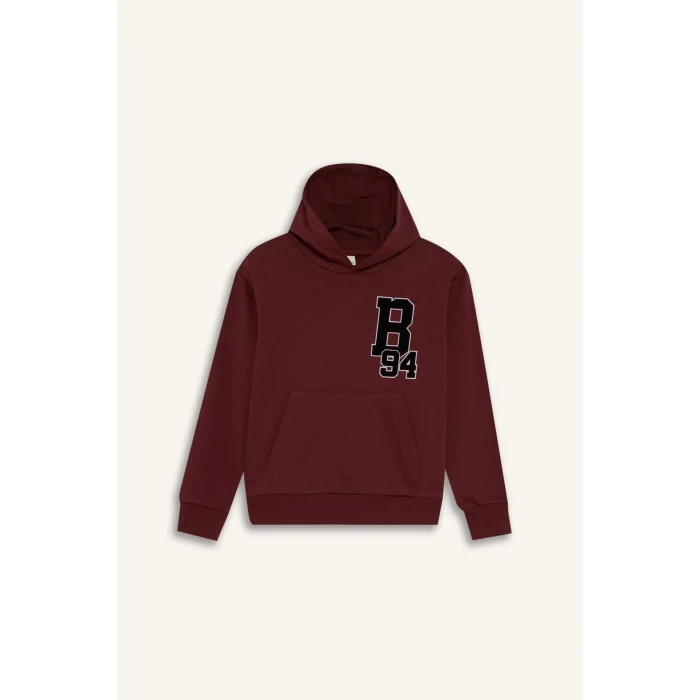 Defacto F2714A8BR194 Bordo Erkek Çocuk Oversize Geniş Kalıp Kapüşonlu Okul Sweatshirt