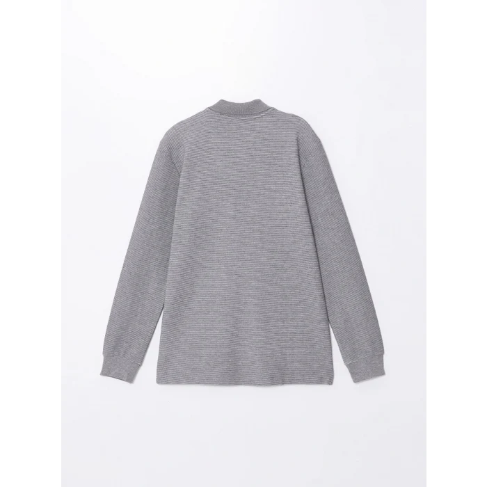 LCWAIKIKI Classic Gri Polo Yaka Uzun Kollu Erkek Sweatshirt