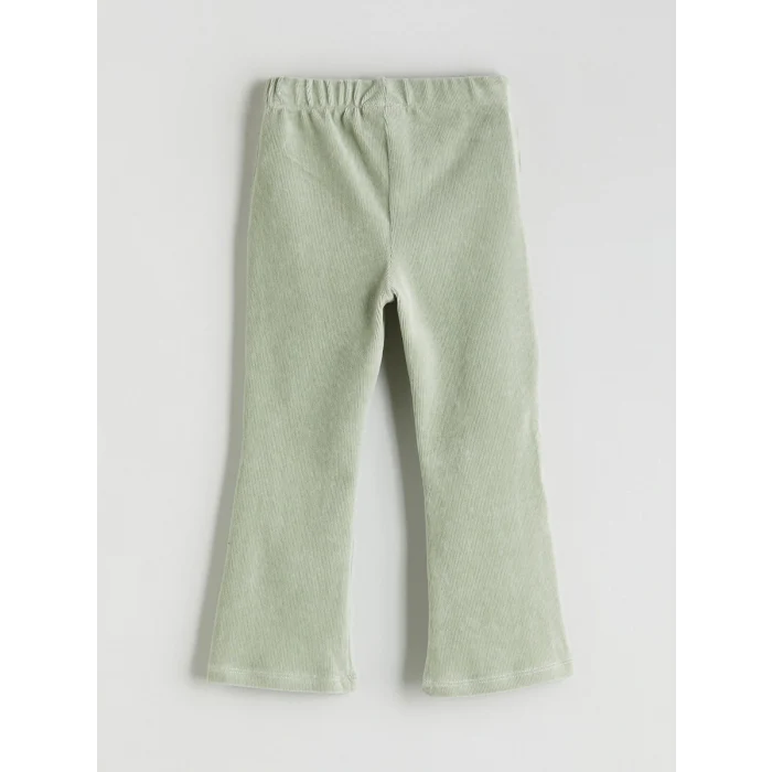 LCW Kids Yeşil Beli Lastikli İspanyol Paça Kadife Kız Çocuk Tayt