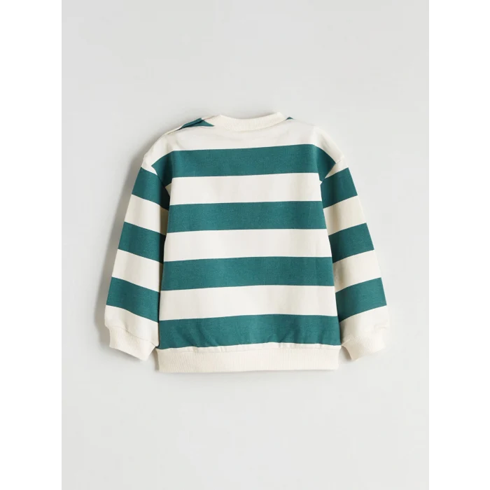 LCW baby Ekru Bisiklet Yaka Çizgili Erkek Bebek Sweatshirt ve Eşofman Alt 2li