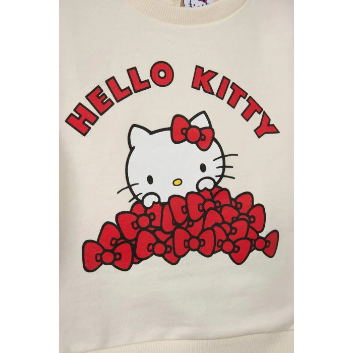 Defacto G0100A5ER238 Ekru Kız Bebek Hello Kitty 2li Takım Sweatshirt Eşofman Altı