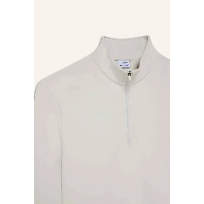 Defacto F1687AXBG721 Bej DeFactoFit Standart Fit Dik Yaka Fermuarlı Sporcu Sweatshirt