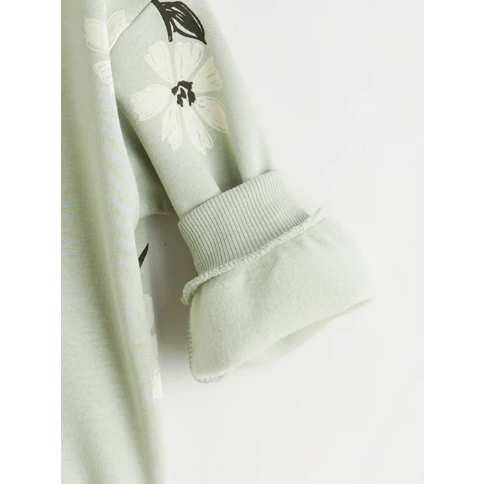 LCW Kids Yeşil Çiçekli Kız Çocuk Sweatshirt ve Tayt Pantolon 2li