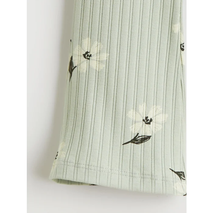 LCW Kids Yeşil Çiçekli Kız Çocuk Sweatshirt ve Tayt Pantolon 2li