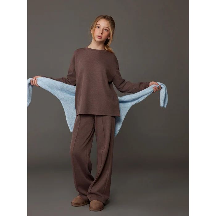 LCW Kids Kahverengi Beli Lastikli Kız Çocuk Eşofman Altı