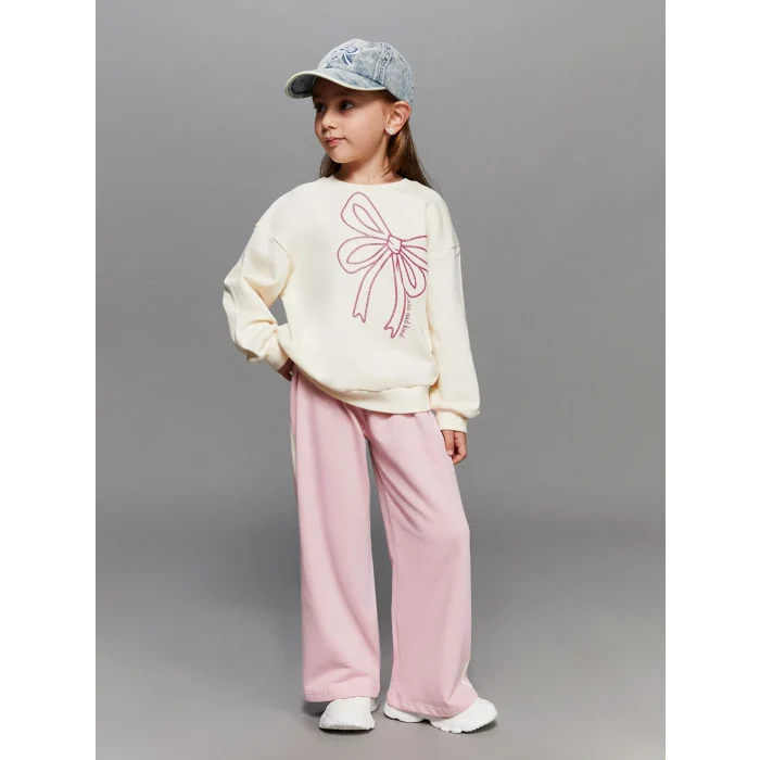 LCW Kids Pembe Çizgi Desenli Kız Çocuk Eşofman Altı