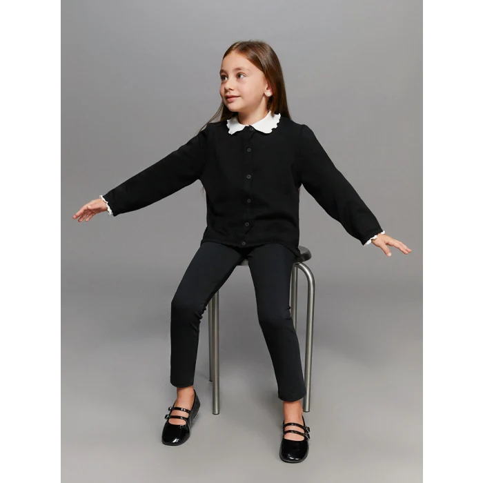 LCW Kids Siyah Beli Lastikli Basic Kız Çocuk Tayt