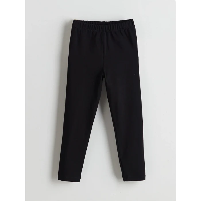 LCW Kids Siyah Beli Lastikli Basic Kız Çocuk Tayt