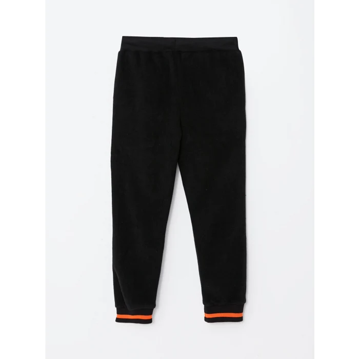 LCW Kids Siyah Beli Lastikli Nakışlı Polar Erkek Çocuk Jogger Eşofman Altı