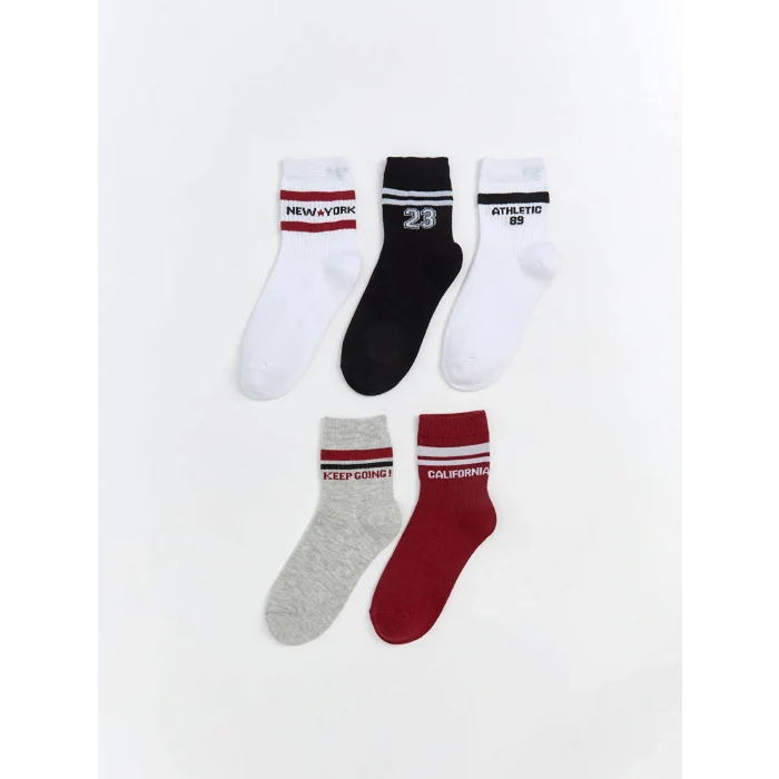 LCW Kids Beyaz Desenli Kız Çocuk Soket Çorap 5li