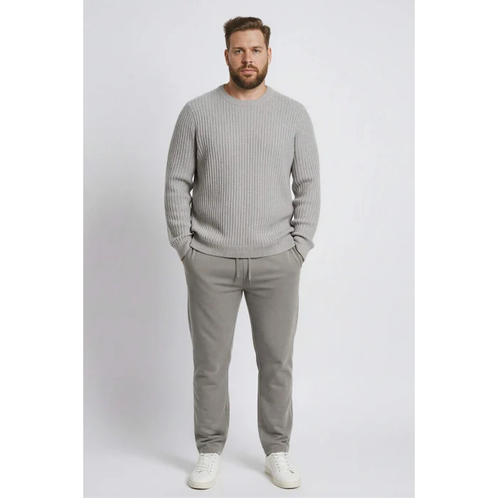 Defacto E0811AXGR210 Gri Standart Fit Bisiklet Yaka Basic Dokulu Triko Kazak